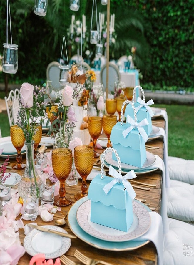 بينيكريت مجموعة بينيكريت المكونة من 16 صندوق هدايا زفاف باللون الأزرق السماوي الفاتح، علب هدايا مزخرفة بأبعاد 5.4 × 4.2 × 2.4 بوصة، مزودة بمقابض لؤلؤية وشرائط وملصقات، مثالية لأعياد الميلاد وحفلات توزيع الهدايا. - Image 5